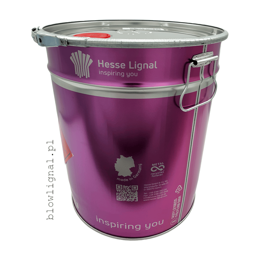 orginalne 25 litrowe opakowanie widac logo hesse lignal metalowa 25 litrowa bańka