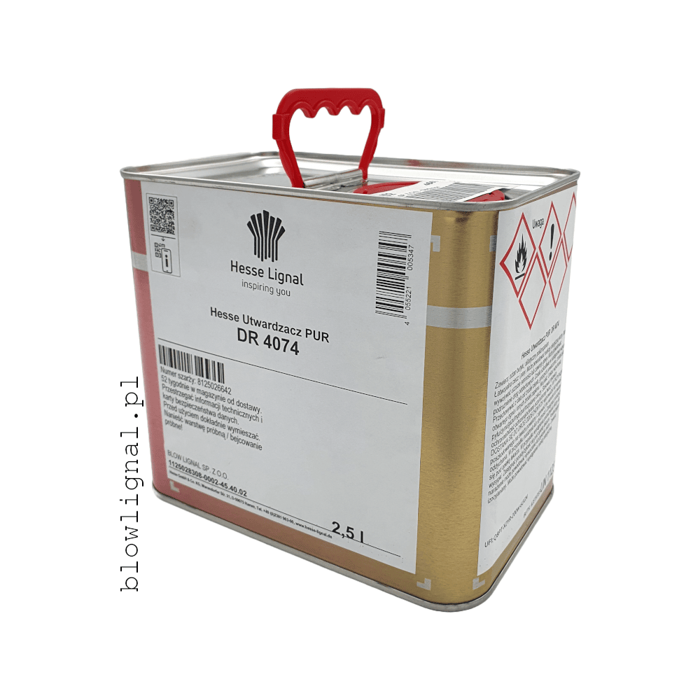utwardzacz dr 4074 dedykowany do serii thixo-pur widać rączkę piktogramy i główną etykietę ponieważ opakowanie stoi pod kątem