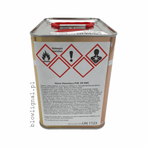 DR 4085 utwardacz pur hesse lignal 2,5 litrowe opakowanie metalowe orginalne hesse lignal numer 3 utwardzacz do systemów pur hesse lignal widać piktogramy skład