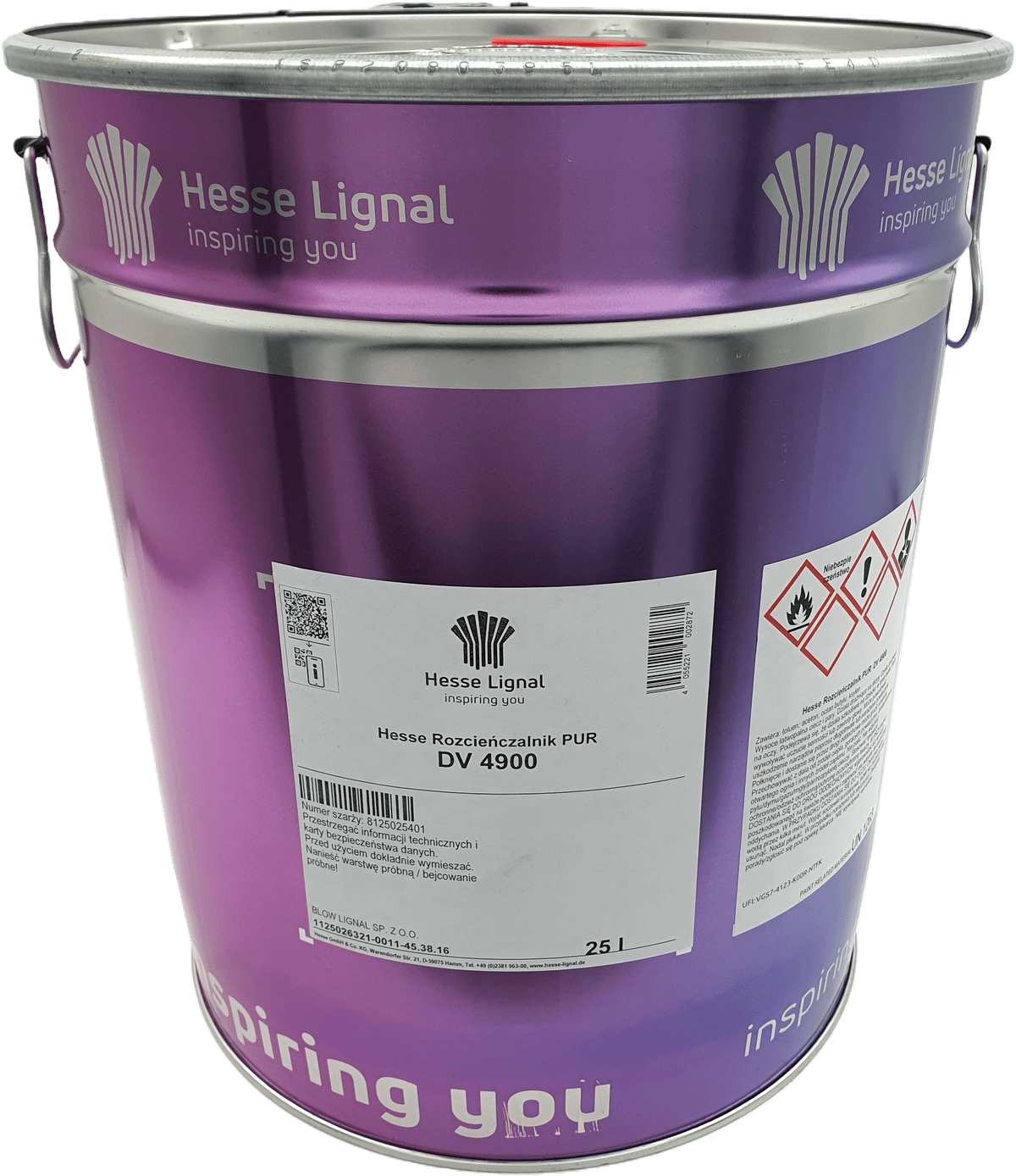 Rozcieńczalnik uniwersalny PUR Hesse DV 4900, 25 L, do lakierów poliuretanowych, poprawia rozlewność i wydajność.