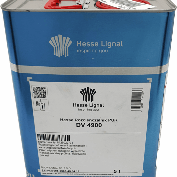 Rozcieńczalnik uniwersalny PUR Hesse DV 4900, 5 L, do lakierów poliuretanowych, poprawia rozlewność.