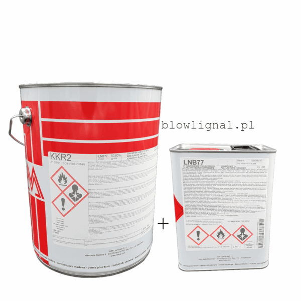 Zestaw lakieru nawierzchniowego Milesi KKR 2 głęboki mat 5 kg + LNB 77 2,5 L. Najpopularniejsza formuła 2:1, oryginalne opakowania.