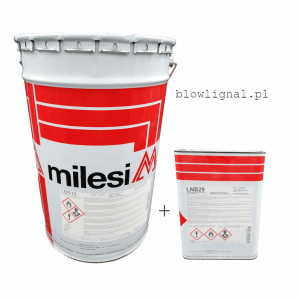 Zestaw Milesi LBR 15, podkład biały poliuretanowy 25 kg + LNB 29 5 L. Idealne krycie i wypełnienie dla MDF i drewna
