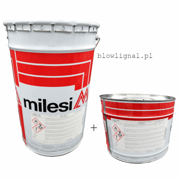 Zestaw Milesi LBR 15, podkład biały poliuretanowy 25 kg + LNB 77 12,5 L. Najpopularniejsze połączenie 2:1, sprawdzona formuła do MDF.
