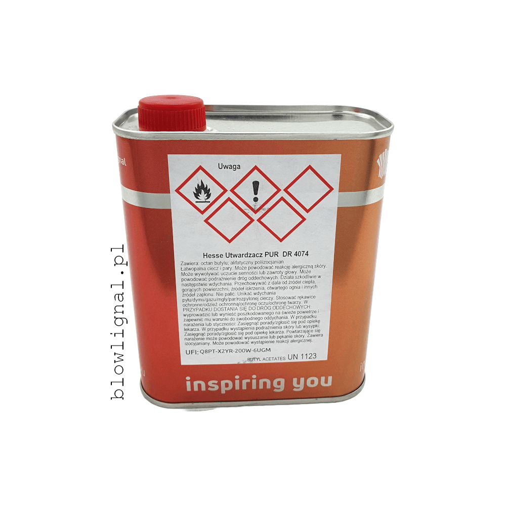puszka utwardzacza dr4074 z tyłu widać piktogramy wygodne orginaln eopakowanie blowlignal oficjalny dystrybutor hesse lignal