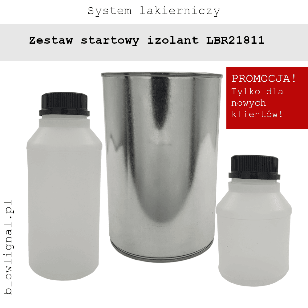 Zestaw startowy izolantu do MDF LBR 21811: 1 kg izolantu, 0,5l utwardzacza LNB 77 i 0,25l rozcieńczalnika LZC 1026.