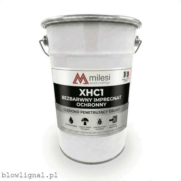 Milesi XHC1 to profesjonalny bezbarwny impregnat do drewna na zewnątrz, który chroni przed grzybami i sinizną.